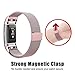 Fitbit Charge 2 Bands, Coukou Milanese Loop Stainless Steel Bracelet Replacement Wristbands Smart Watch Strap with Unique Magnet Lock for Fitbit Charge 2 - Rose Gold