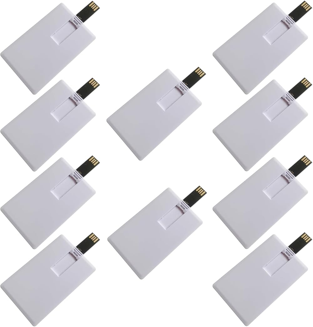 Fenglangrong 10 Pack 2GB USB Flash Drive White Credit Card Shape Memory Stick U