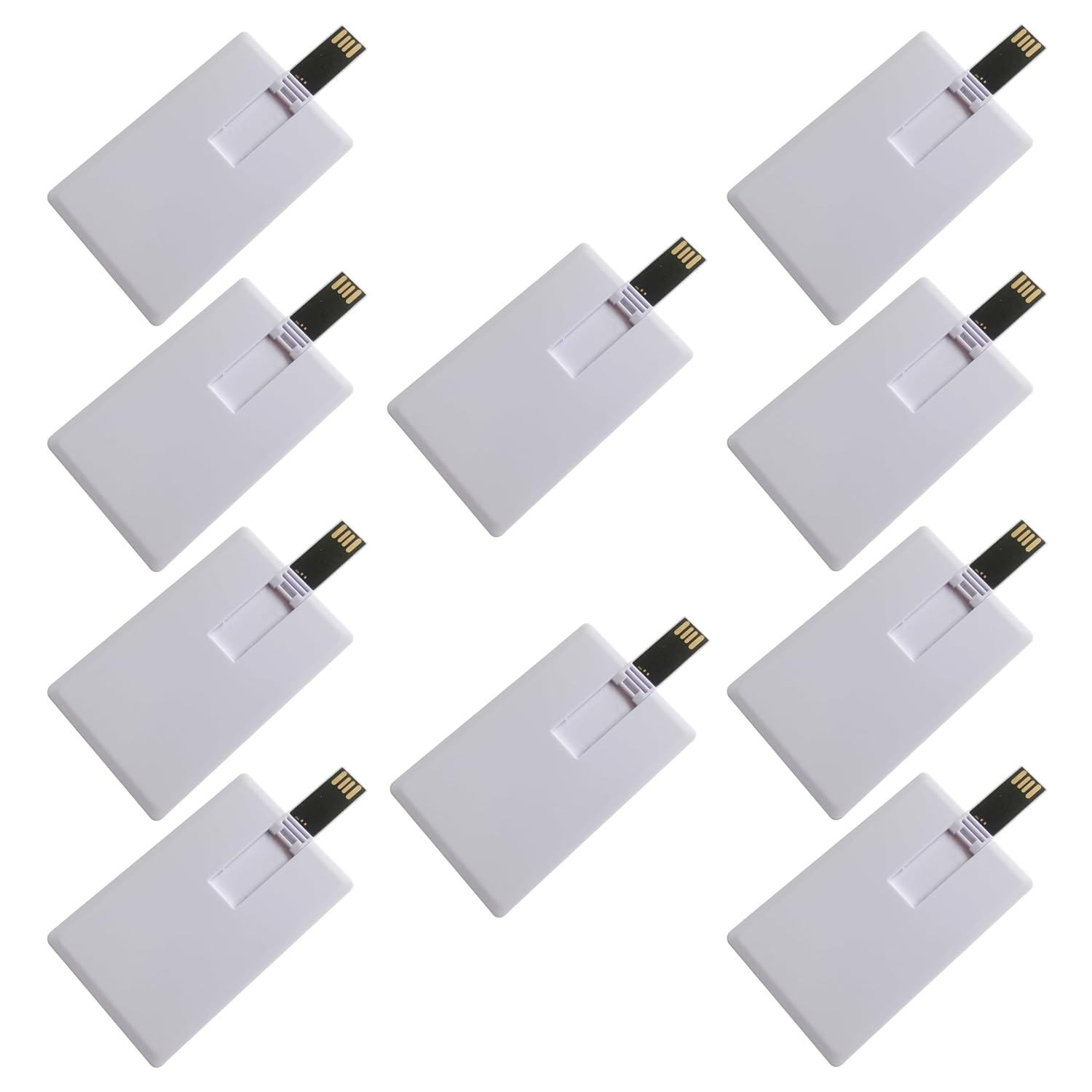 Fenglangrong 10 Pack USB Flash Drive, 8GB Credit Bank White Card Shape Flash Drive Memory Stick U Disk Thumb Gift, for Data Backup, File Transfer
