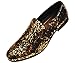 Amali Mens Gold and Black Splatter Metallic Smoking Slipper Style Slip On Dress Shoe: Style Morris-035