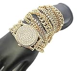 Simulated Wrist Watch Inspired Style Adjustable Assorted Chain Wrap Bracelet - 3 Colors Available