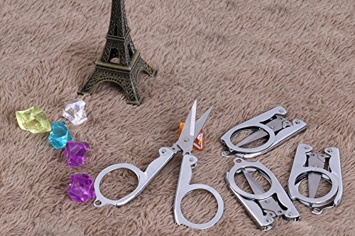 Shapenty Stainless Steel Folding Portable Travel Scissors Cutter Foldable Paper String Craft Shred Scissors, 4 Pack
