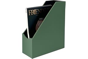 UnionBasic Magazine File Holder, Leatherette Desktop Document Organizer, Home Office Paper Holder File Storage Literature Sorter, Malachite Green