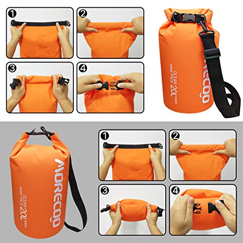 MORECOO Waterproof Bag Floating Ultra Light Dry Bag Outdoor Sports Sweatproof Dry Backpack 5L/10L for Kayaking/Rafting/Boating/Swimming/Camping/Hiking/Beach/Fishing (Orange, 20L) - Thumbnail 3