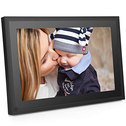 10.1 Inch Wi-Fi Cloud Digital Picture Frame with IPS high Resolution Touch Screen Support Email (iPhone & Android) app with 16GB Internal Storage and Motion Sensor (Black)