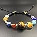 Unisex Handmade Galaxy Solar System Bracelet Universe Nine Planets Star Natural Stone Beads Bracelets Bangles