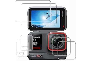 iDaPro Lens Screen Protector for Insta360 Ace Pro Lens + LCD Screen + Insta 360 Front Screen [6 Pcs] Tempered Glass Bubble Fr