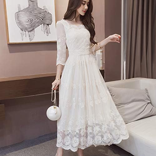 Amazon Co Jp ビレッジ ドレス ワンピース 刺繍 結婚式 二次会 ロング丈 ホワイト パーティ 服 ファッション小物