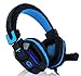 Vomach Over-ear Headphones Wired Stereo Gaming Headset with Microphone for PC Cool LED Light 3.5mm Jack Black