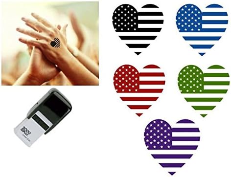 Stars & Stripes Heart Flag Hand Stamp - Suitable for Festivals, Parties, Clubs, Special Events, Bars etc. (Violet)