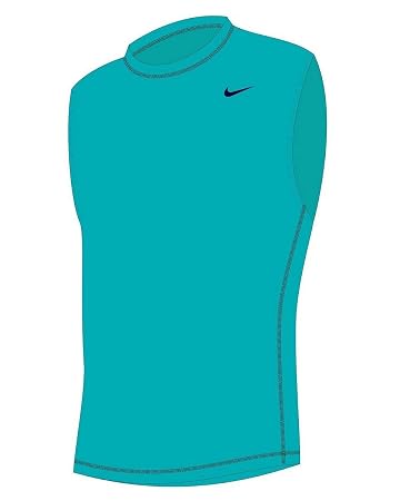 Amazon Nikeメンズソリッドノースリーブラッシュガードxl塩素ブルー