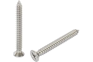 Jigreat #10 x 1-3/4" Stainless Steel 304 (18-8) Flat Head Phillips Wood Screws 50pcs Solid Stainless Screw