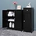 Iwell Bathroom Floor Storage Cabinet with 2 Adjustable Shelf, 6 Heights Available, Free Standing Kitchen Cupboard, Wooden Storage Cabinet with 2 Doors, Office Furniture, Black