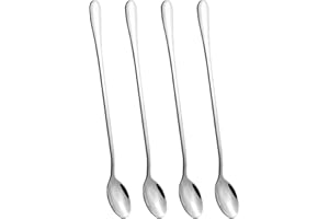 4 pcs 9 Inch Long Handle Iced Tea Spoon, Ice Cream Spoon, Stainless Steel Cocktail Stirring Spoons for Mixing, Cocktail Stirr
