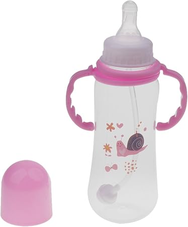 Amazon Co Jp 赤ちゃん ボトル マグストロー ストローボトル ミルクボトル 哺乳瓶 250ｇ ハンドル付き 持ちやすい ピンク おもちゃ