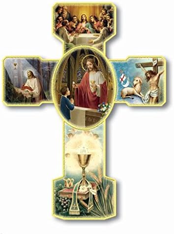 First Communion Jesus Christ with Praying Boy Wall Cross, 6 Inch