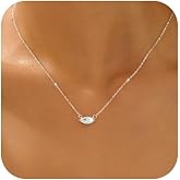 2ct Imitation Diamond Necklaces for Women 925 Sterling Silver Trendy 14K Gold Plated Dainty Horse Eye Marquise Cut Cubic Zirconia Pendant Necklace Simple Charm Chain Valentine's Day Jewelry Gifts
