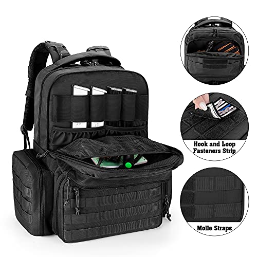 DSLEAF Tactical Pistol Backpack with 6 Pistol Cases, Gun Range Backpack