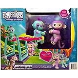 WOW Monkey Bar & Swing Playset w/ Two Cute & Brightly Colored Fingerlings, Monkey Savannah & Sloth Clara – Interactive Finger Toys Great for Hours of Fun for Kids