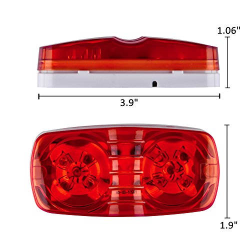 Catinbow 4" LED Marker Light Bullseye Super Bright 10 Diodes 6 Amber + 7 Red Side Marker Light Set Waterproof Trailer Marker light for Truck RV Boat 12V