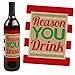 Big Dot of Happiness Teacher Christmas - Holiday & Christmas for Women and Men - Wine Bottle Label Stickers - Set of 4