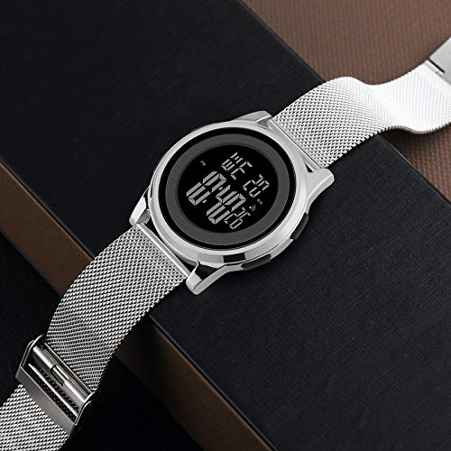 YUINK Mens Watch UltraThin Digital Sports Watch Waterproof Stainless