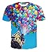 FaPlus Men's Fashion 3D Dream Houses Balloon Print Casual T-Shirts