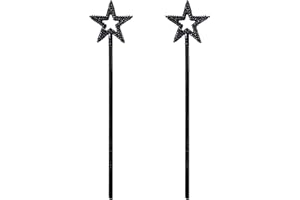 MOFALA 2PCS Star Wand, Children's Creative Handheld Pentagram Plastic Magic Wand, Role-Playing Enlightenment Toys, Educational and Creative Performance Props (Black)