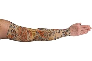LympheDIVAs Medical Graduated Compression Sleeve for Lymphedema (Short 30-40 mmHg Small, Lotus Dragon Tattoo)