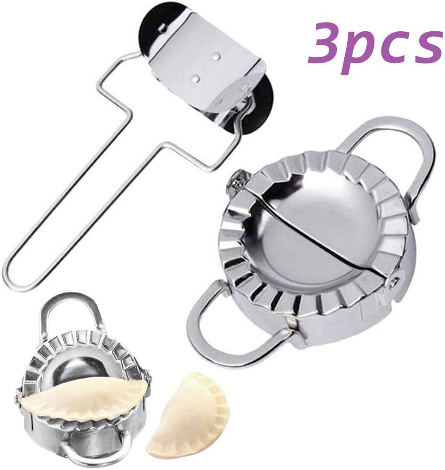 Dumpling Maker, 3 Pack Stainless Steel Dumpling Mold,Manual pinch Dumpling Pie Mould Maker Dumpling Wrapper Pastry Dough Cutter Tool (3 Inch/7.5cm)