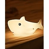 Shark USB Rechargeable Silicone LED Night Light for Kids, Multicolor Cute Nursery Light with Warm White and 7-Color Breathing Mode for Kids Baby Children Bedrooms