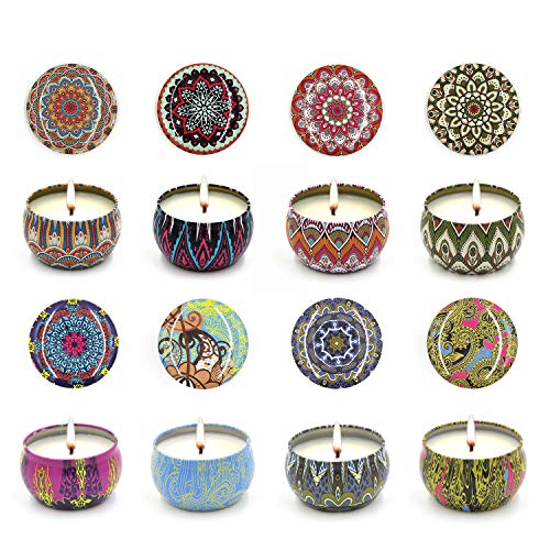 Allwindeals Scented Candles Gift Set, Natural Soy Wax Tin Candles 2.5 Oz Unit Portable Travel Tin Candles Women Gift Perfect for Stress Relief and Aromatherapy – 8 Pack