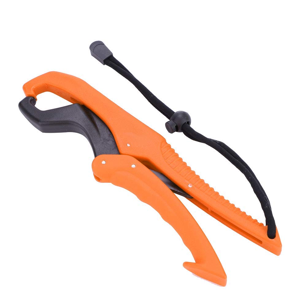 Alomejor Floating Fishing Gripper Gear ABS Fish Lip Grip Pliers Fish Clamp with Adjustable Rope(L-Orange)