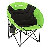 KingCamp Moon Saucer Camping Chair Cup Holder Steel Frame Folding Padded Round Portable Stable with Carry Bag