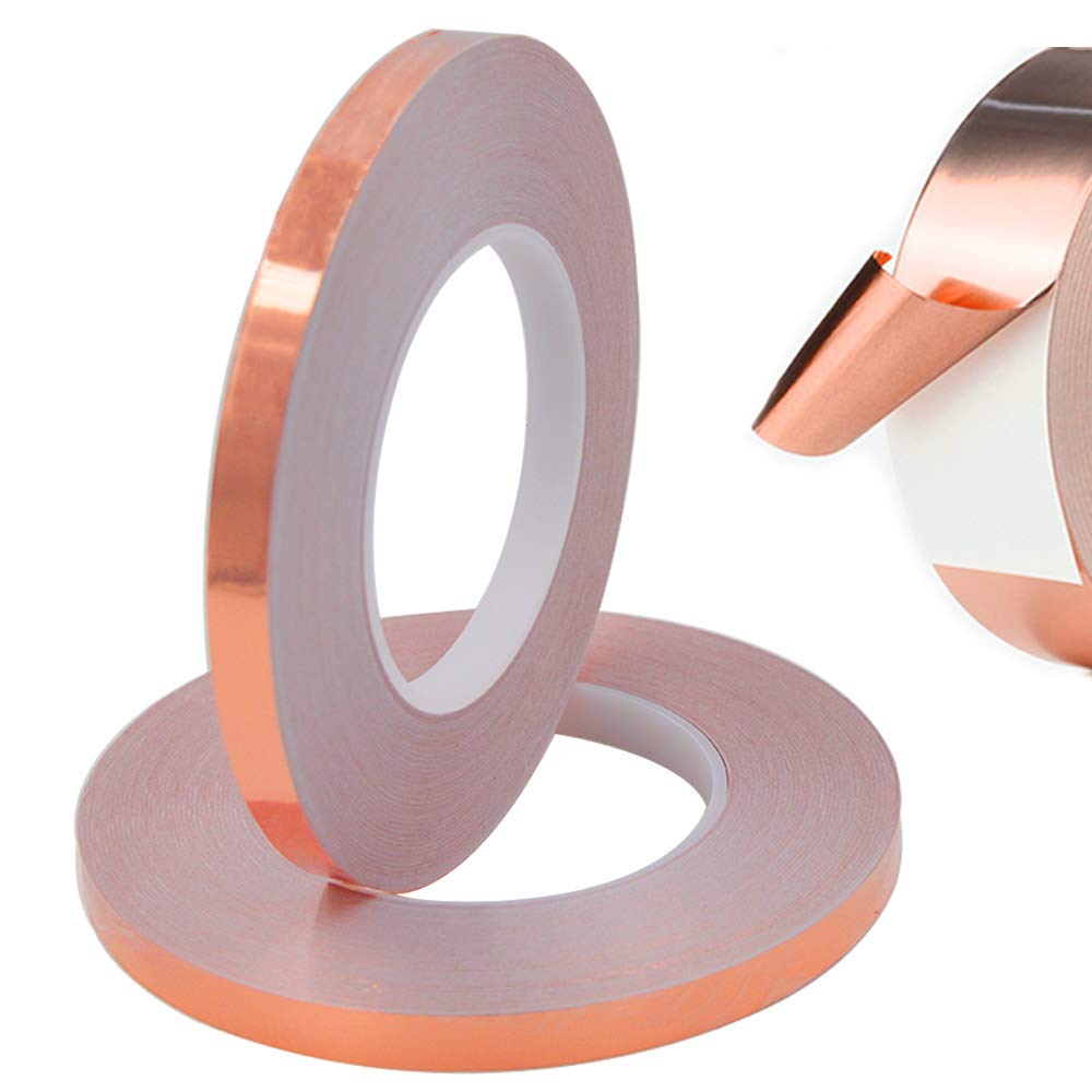 Senven Premium Superconducting Copper Foil Shielding Tape - Super Conductive - (50m / 19.7 inch x 10 mm) × 2 - EMI and RF Shielding, Paper Circuitry, Electrical Repair, Soldering, Craft - 2 Pack