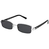 VANLINKER Retro Rectangle Polarized Sunglasses for Women Men Small 90s Vintage Trendy Slim Narrow Rectangular Frame VL9684