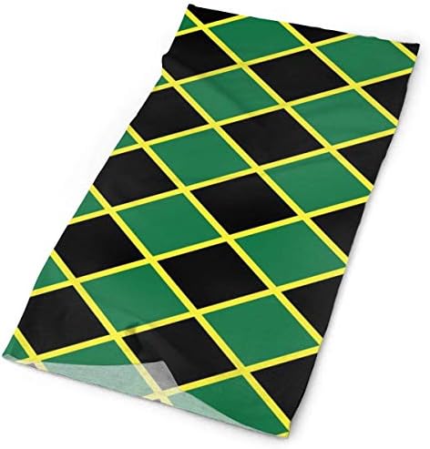 Novelcustom 16-in-1 Headband - Microfiber Sports Headwear - Jamaican Flag Stripe Caribbean Island Bandana Balaclava for Cycling Yoga Fishing - Breathable/Moisture Wicking