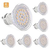 Ledgle GU10 20 LED Bulbs, 60W Halogen Bulbs Equivalent, 3000K Warm White, 350Lumens, 120 Degree Beam Angle, Pack of 6