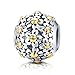 BAMOER Charm 925 Sterling Silver Poetic Daisy Flower Heart Enameled CZ Solid Charms Beads for DIY Bracelet Accessories