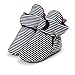 QGAKAGO Baby Girls or Boys Fleece Booties Cotton Lining and Soft Sole Prewalker Pull-On Shoes (6-12 Months Infant, Black Stripe)