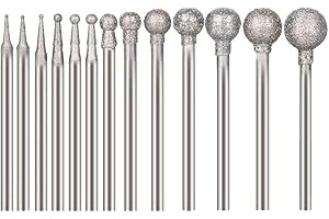 Luo ke 13 Pcs Ball Shape Diamond Burr Diamond Mounted Grinding Burs Stone Carving Set with 3/32 inch Mandrel Fits for Rotary 