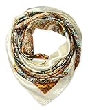 Large Square Satin Silk Like Lightweight Scarfs Hair Sleeping Wraps for Women Off White Totem Pattern
