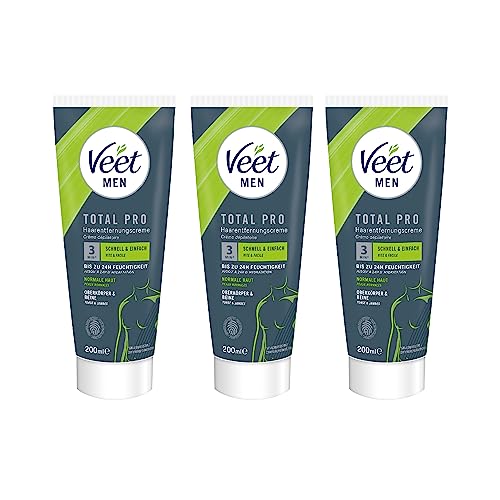 Veet for Men Haarentfernungscreme - Gelcreme - schnelle und effektive Haarentfernung für Männer in nur 5-10 Minuten, 3er Pack (3 x 200 ml)