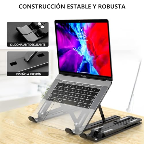 MXHIGO Soporte de Plástico PP Portátil para Laptop, Base Laptop Plegable con 10 Escalones Ajustables, Ligero y Portátil, Soporte Computadora para Ventilación de Calor, Estable y Antideslizante