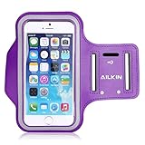 Sports Armband, Ailkin Running Sports Armband for iPhone 6s Plus / iPhone 6 Plus, Samsung Galaxy Note 5 / S6 Edge+, Key holder Slot, Perfect Earphone Connection, Purple (Compatible with Cellphones up to 5.7 Inch)
