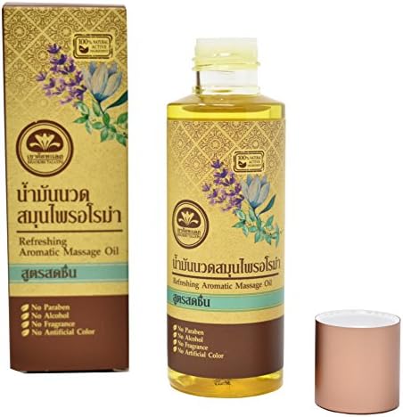 Refreshing Aromatic Massage Oil from Thailand (3.5 oz) - 100% Natural Active Ingredient - (Turmeric Oil, Rosemary Leaf Oil, Lime Peel Oil, Spearmint Oil, Lavender Oil )