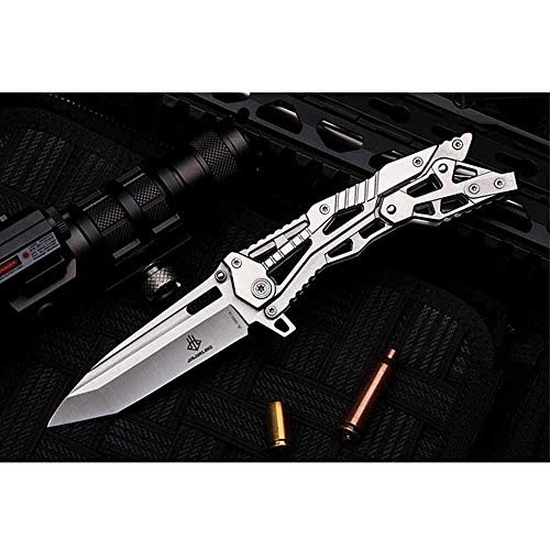 Speedy Panther Outdoor Folding Knife High Hardness Cutting Tool Portable Survival Camping Hunting Knife (White)