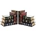 MyGift Stacked Books Wood Bookends, Desktop Organizer Drawer Units, Set of 2, Brown