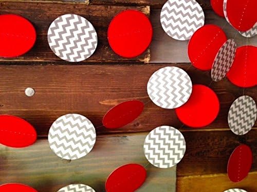 Red and Gray Chevron Paper Garland