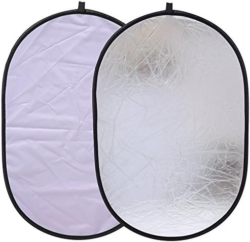 Reflector Panel 35"x47" 90x120cm 2-in-1 Collapsible White and Silver Disc Light Reflector for Photography with Bag Photo Studio